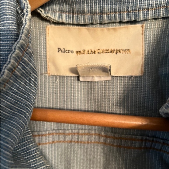 Anthropologie Pilcro Denim Jacket Womens Lightwash Pin Stripe Downtown Girl - Picture 5 of 5